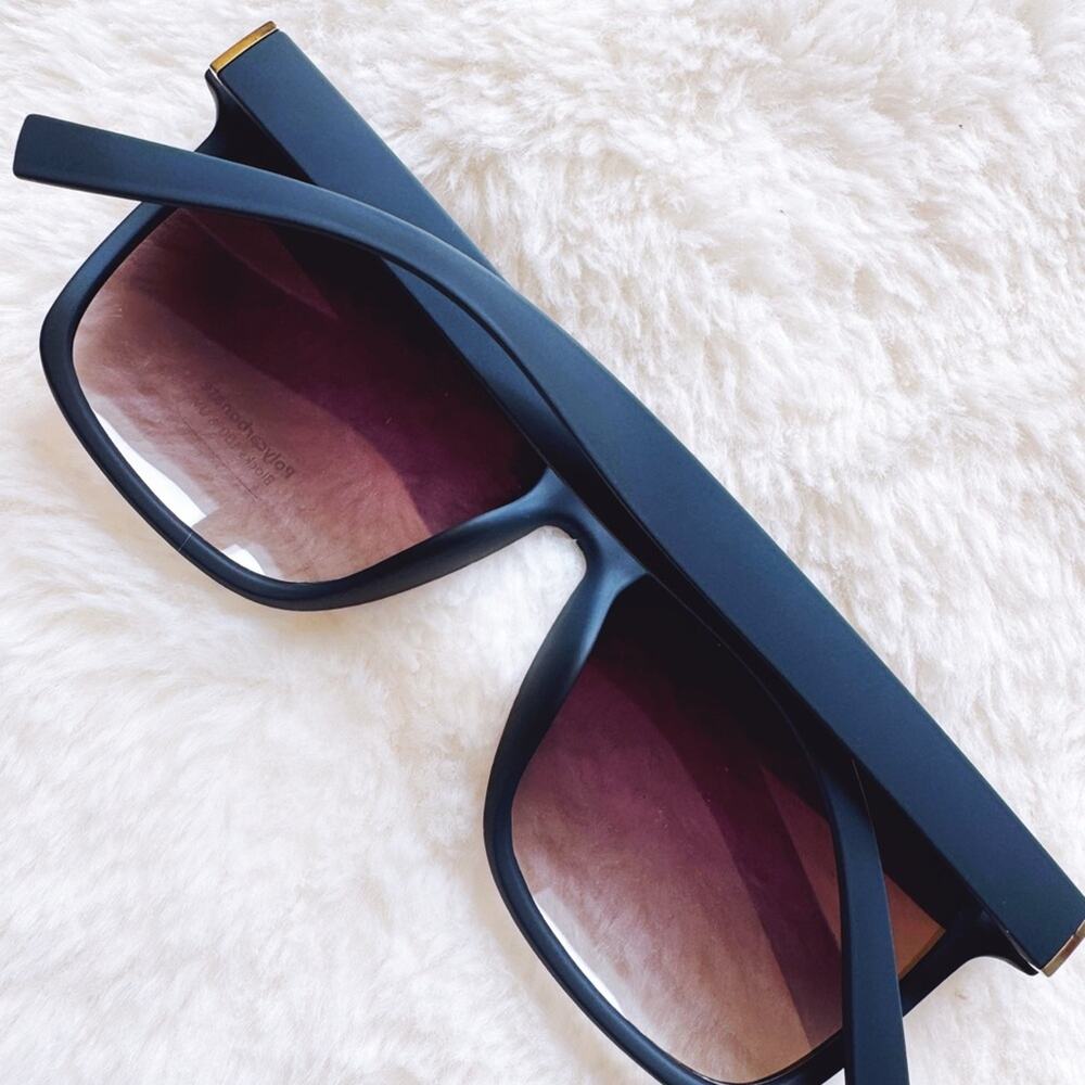 Otto Deep Midnight Blue Angular Frame Sunglasses - Picture 10 of 11